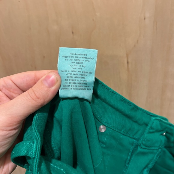 Judy Blue Women’s Vibrant Green Wide Leg Jeans with Raw Hem - Picture 9 of 9